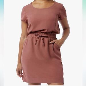 32 Degrees XXL Pink Short Sleeve Dress Cinched Waistline Drawstring Sporty